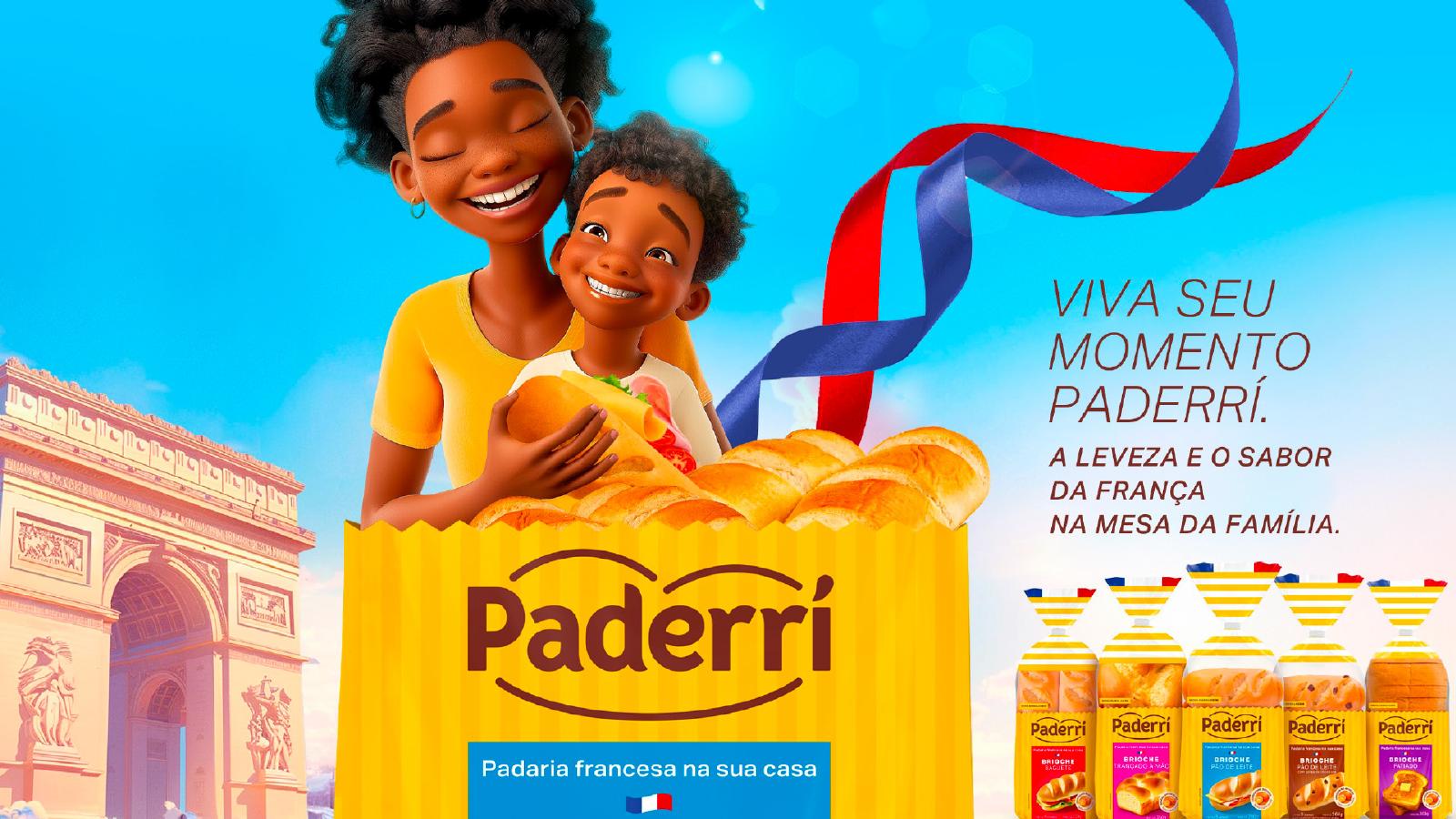 Campanha Paderrí com ilustração de mãe e filho em Paris